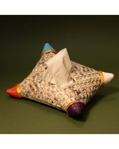 Artistic Tissue Holder with Colorful Accents - Handmade from recycled papers available at The Scout - Amman