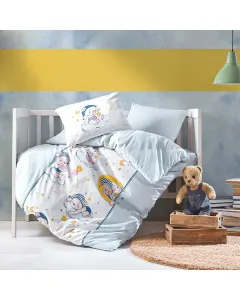 Nova Home "Bear" Baby Duvet Cover Set - 100% Cotton - 4 Pcs - Blue available at The Scout - Amman, Jordan