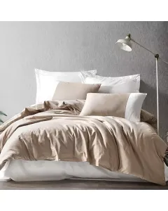 Nova Home Plain Duvet Cover Set - 100% Cotton - King/Super King - 4 Pcs - Beige & Cream available at The Scout - Amman, Jordan
