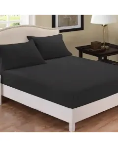 Fieldcrest Plain Fitted Sheet Set - 100% Cotton - 220 Thread Count - Twin/Single - 2 Pcs - Black available at The Scout - Amman, Jordan