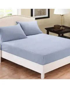 Fieldcrest Plain Fitted Sheet Set - 100% Cotton - 220 Thread Count - Blue (Available in sizes) available at The Scout - Amman, Jordan