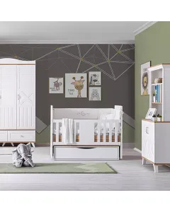 Pierre Cardin Bonnie Baby's Bed Convertible To Kid's Bed With Studying Desk - With Mattress - White available at The Scout - Amman, Jordan