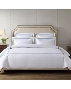 Nova Home Cruise Duvet Cover Set - 100% Cotton/ 600 Thread Count - White & Navy (Available in Sizes) available at The Scout - Amman, Jordan