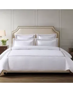 Nova Home Cruise Duvet Cover Set - 100% Cotton/ 600 Thread Count - White & Beige (Available in Sizes) available at The Scout - Amman, Jordan