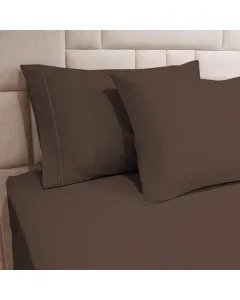 Fieldcrest Plain Pillowcase Set - 100% Cotton -  2 Pcs - Dark Brown available at The Scout - Amman, Jordan