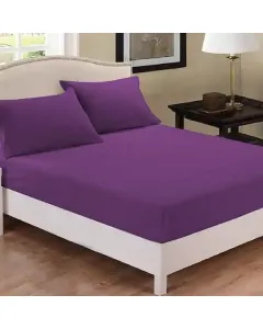 Fieldcrest Plain Fitted Sheet Set - 100% Cotton - 220 Thread Count - Dark Purple (Available in sizes) available at The Scout - Amman, Jordan