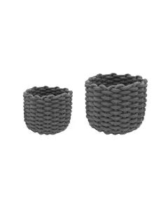 Weva Fiori Cotton Storage Basket Set - 100% Cotton - 2 Pcs - Charcoal available at The Scout - Amman, Jordan