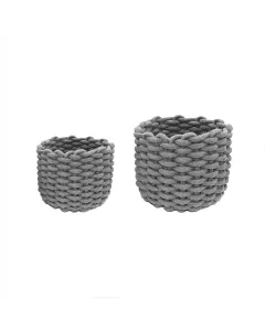 Weva Fiori Cotton Storage Basket Set - 100% Cotton - 2 Pcs - Grey