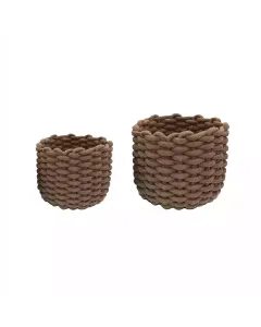 Weva Fiori Cotton Storage Basket Set - 100% Cotton - 2 Pcs - Taupe available at The Scout - Amman, Jordan