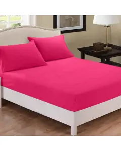 Fieldcrest Plain Fitted Sheet Set - 100% Cotton - 220 Thread Count - Fushia (Available in sizes) available at The Scout - Amman, Jordan