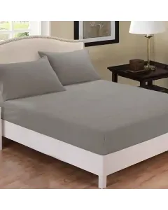 Fieldcrest Plain Fitted Sheet Set - 100% Cotton - 220 Thread Count - Queen - 3 Pcs - Grey available at The Scout - Amman, Jordan