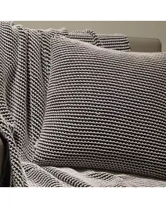 Nova Home Honey Bee Hand Knitted Cushion Cover - 100% Cotton - 45x45 cm - Black & Natural available at The Scout - Amman, Jordan