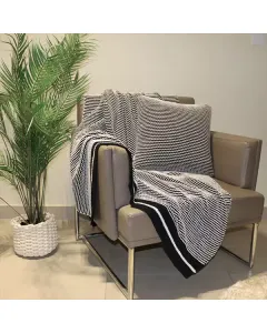 Nova Home Honey Bee Hand Knitted Throw - 100% Cotton - 130x160 cm - Black & Natural available at The Scout - Amman, Jordan