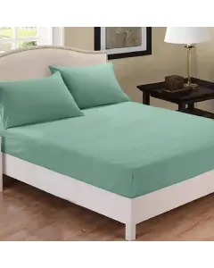 Fieldcrest Plain Fitted Sheet Set - 100% Cotton - 220 Thread Count - Jade (Available in sizes) available at The Scout - Amman, Jordan