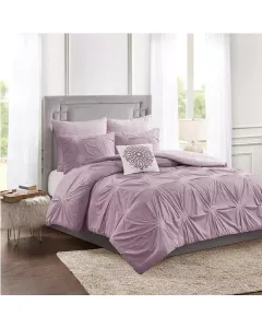 Nova Home Malia Embroidered Comforter set - 100% Cotton - Lavender (Available in Sizes)