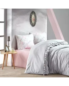 Nova Home Linda Duvet Cover Set With Tassels - 100% Cotton - Single/Twin - 3 Pcs - Grey available at The Scout - Amman, Jordan