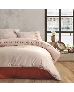 Nova Home Merri Duvet Cover Set With Tassels - 100% Cotton - Beige (Available in Sizes) available at The Scout - Amman, Jordan