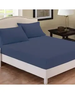 Fieldcrest Plain Fitted Sheet Set - 100% Cotton - 220 Thread Count - Navy (Available in sizes) available at The Scout - Amman, Jordan