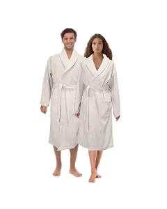 Nova Home Luna Unisex Bathrobe (1 Piece) - 100% Cotton - Offwhite (Available in sizes) available at The Scout - Amman, Jordan