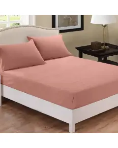 Fieldcrest Plain Fitted Sheet Set - 100% Cotton - 220 Thread Count - OldRose (Available in sizes) available at The Scout - Amman, Jordan