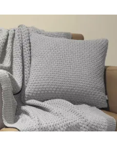 Nova Home Pearly Hand Knitted Cushion Cover - 100% Cotton - 45x45 cm - Light Grey available at The Scout - Amman, Jordan
