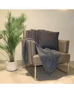 Nova Home PopPop Hand Knitted Throw - 100% Cotton - 130x160 cm - Dark Grey available at The Scout - Amman, Jordan