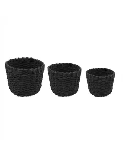 Weva Rattique Faux Rattan Storage Basket Set - 3 Pcs - Black available at The Scout - Amman, Jordan