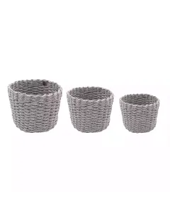 Weva Rattique Faux Rattan Storage Basket Set - 3 Pcs - Grey available at The Scout - Amman, Jordan