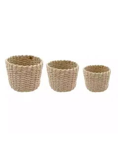 Weva Rattique Faux Rattan Storage Basket Set - 3 Pcs - Natural available at The Scout - Amman, Jordan