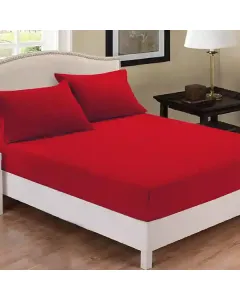 Fieldcrest Plain Fitted Sheet Set - 100% Cotton - 220 Thread Count - Red (Available in sizes) available at The Scout - Amman, Jordan
