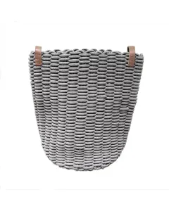 Weva Ridger Cotton Laundry Basket With Leather Handle - Grey available at The Scout - Amman, Jordan