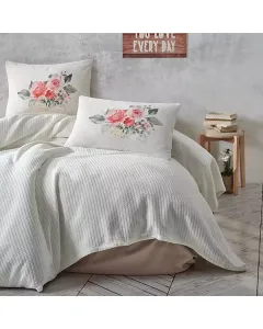 Nova Home "Rosanna" Pique Bedspread Set - 100% Cotton - Cream (Available in Sizes) available at The Scout - Amman, Jordan
