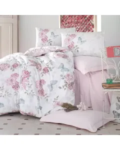 Nova Home Rosella Printed Duvet Cover Set - 100% Cotton - Pink (Available in Sizes) available at The Scout - Amman, Jordan
