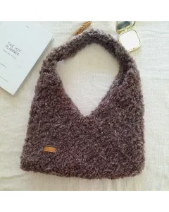 Handmade Dark Brown Crochet Handbag (38cm x 32cm)