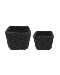 Weva Spectrum Faux Rattan Storage Basket Set - 2 Pcs - Black available at The Scout - Amman, Jordan