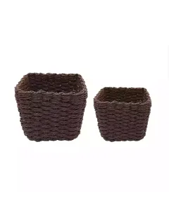 Weva Spectrum Faux Rattan Storage Basket Set - 2 Pcs - Dark Brown available at The Scout - Amman, Jordan