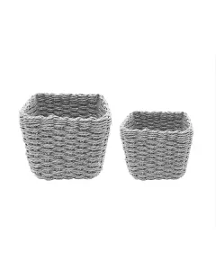 Weva Spectrum Faux Rattan Storage Basket Set - 2 Pcs - Grey available at The Scout - Amman, Jordan