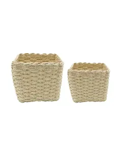 Weva Spectrum Faux Rattan Storage Basket Set - 2 Pcs - Ivory available at The Scout - Amman, Jordan