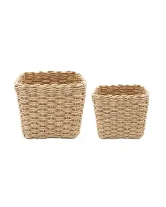 Weva Spectrum Faux Rattan Storage Basket Set - 2 Pcs - Natural available at The Scout - Amman, Jordan
