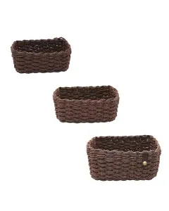 Weva Stack Faux Rattan Storage Basket Set - 3 Pcs - Dark Brown available at The Scout - Amman, Jordan