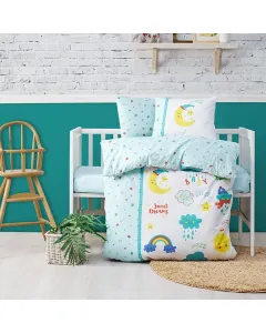 Nova Home "Tatli" Baby Duvet Cover Set - 100% Cotton - 4 Pcs - Mint available at The Scout - Amman, Jordan