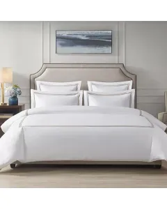 Nova Home Venice Duvet Cover Set - 100% Cotton/ 600 Thread Count - White & Beige (Available in Sizes) available at The Scout - Amman, Jordan