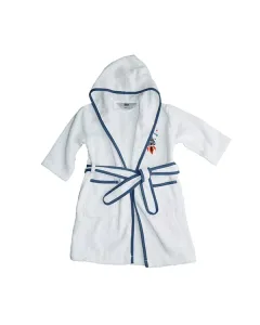 Nova Home "Kiddy" Kid's Unisex Bathrobe (1 Piece) - 100% Cotton - White & Blue (Available in sizes) available at The Scout - Amman, Jordan